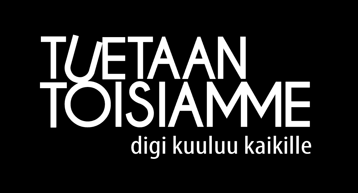 Tuetaan toisiamme digi kuuluu kaikille tekstilogo mustalla taustalla